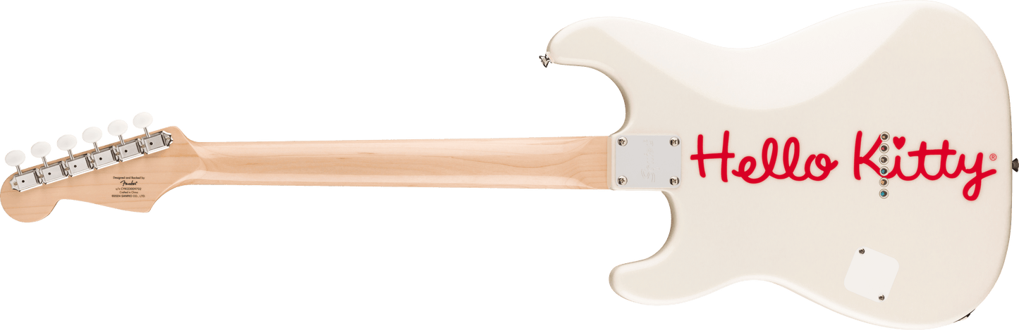 Squier by Fender Limited Edition Hello Kitty Stratocaster Electric Guitar, Maple FB,White