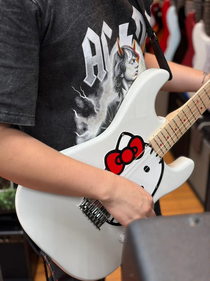 Squier by Fender Limited Edition Hello Kitty Stratocaster Electric Guitar, Maple FB,White
