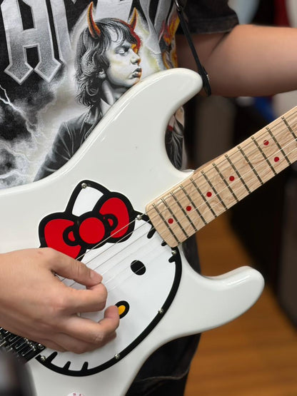 Squier by Fender Limited Edition Hello Kitty Stratocaster Electric Guitar, Maple FB,White