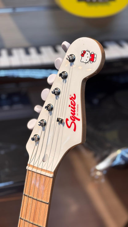Squier by Fender Limited Edition Hello Kitty Stratocaster Electric Guitar, Maple FB,White