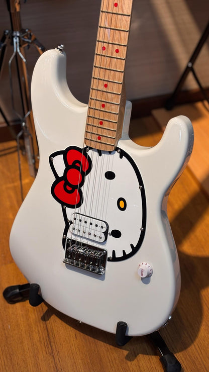 Squier by Fender Limited Edition Hello Kitty Stratocaster Electric Guitar, Maple FB,White